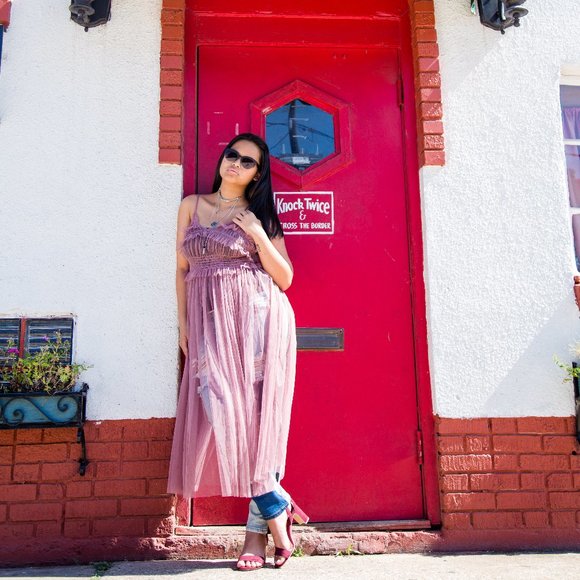 Dresses & Skirts - LE BLANC SHEER PURPLE DRESS